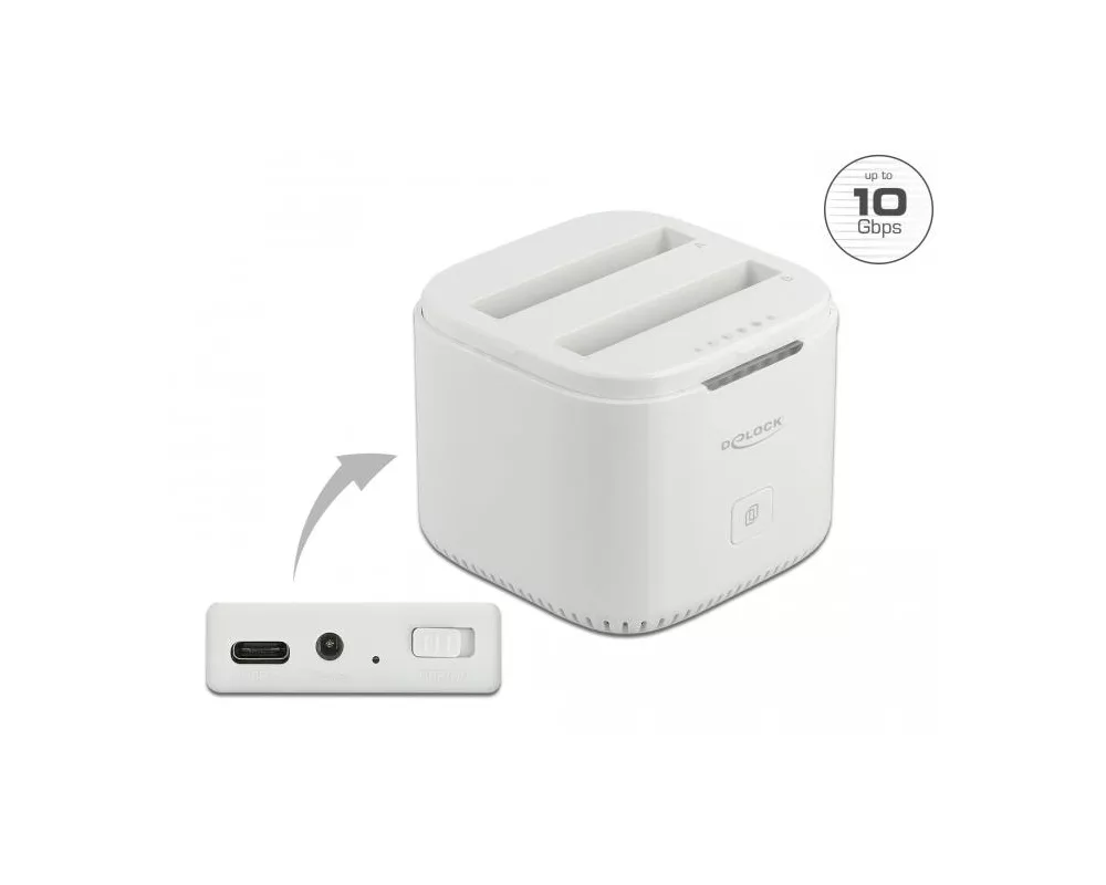 Аксесоар за съхранение Станция Delock USB-C, За 2 x 2.5″ SATA HDD / SSD, Клониране 2
