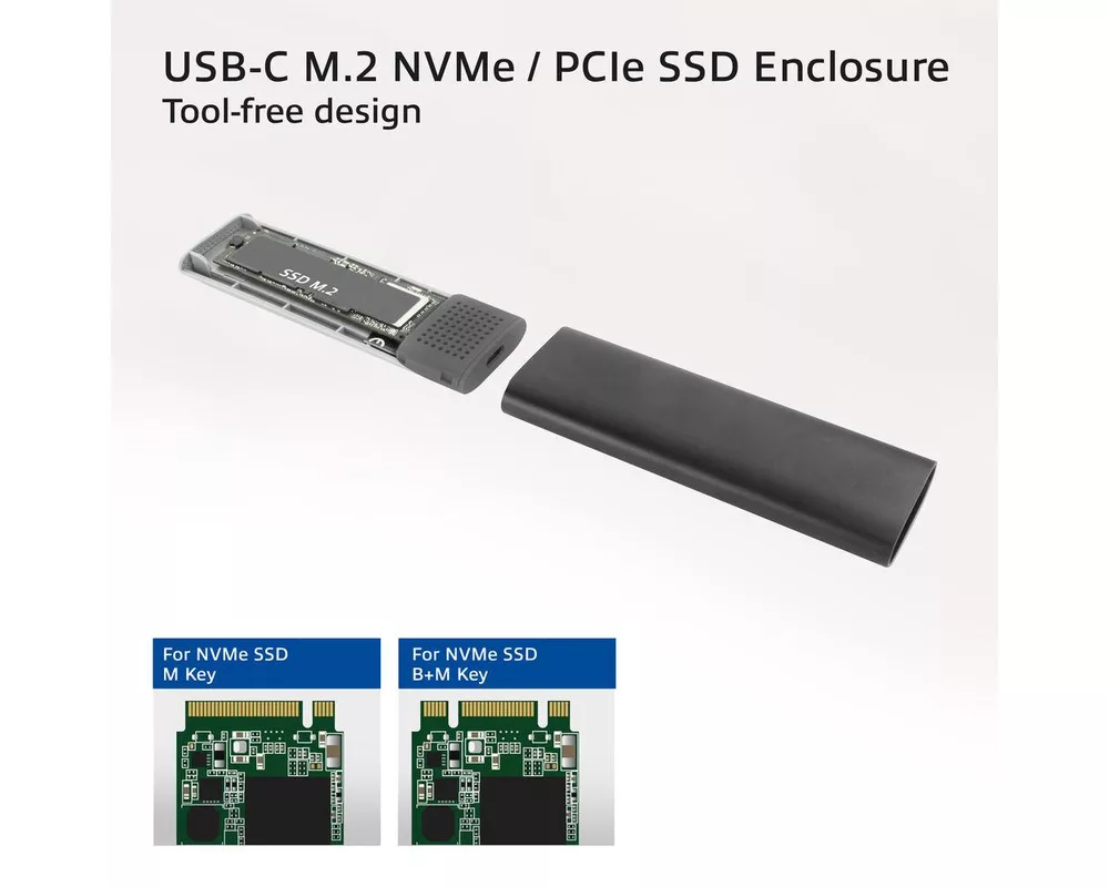 Аксесоар за съхранение Чекмедже за диск ACT  AC1615, USB-C M.2 NVMe / PCIe SSD 4