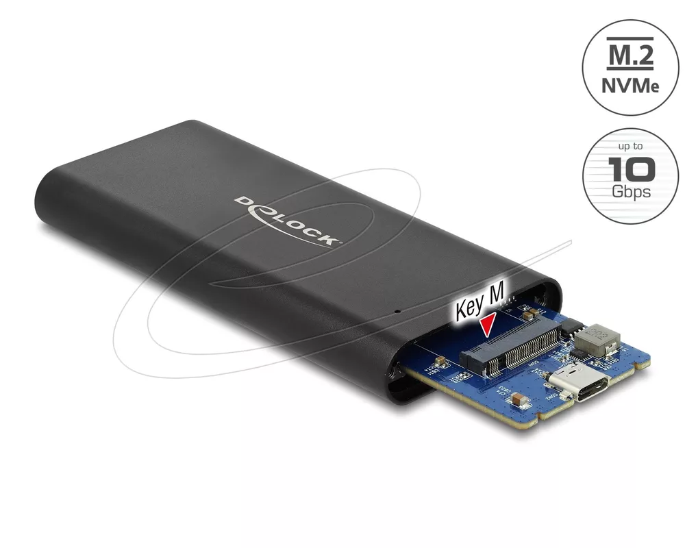 Аксесоар за съхранение Външно чекмедже Delock за M.2 NVMe PCIe SSD със SuperSpeed ​​USB 10 Gbps (USB 3.1 Gen 2) USB Type-C женски 2