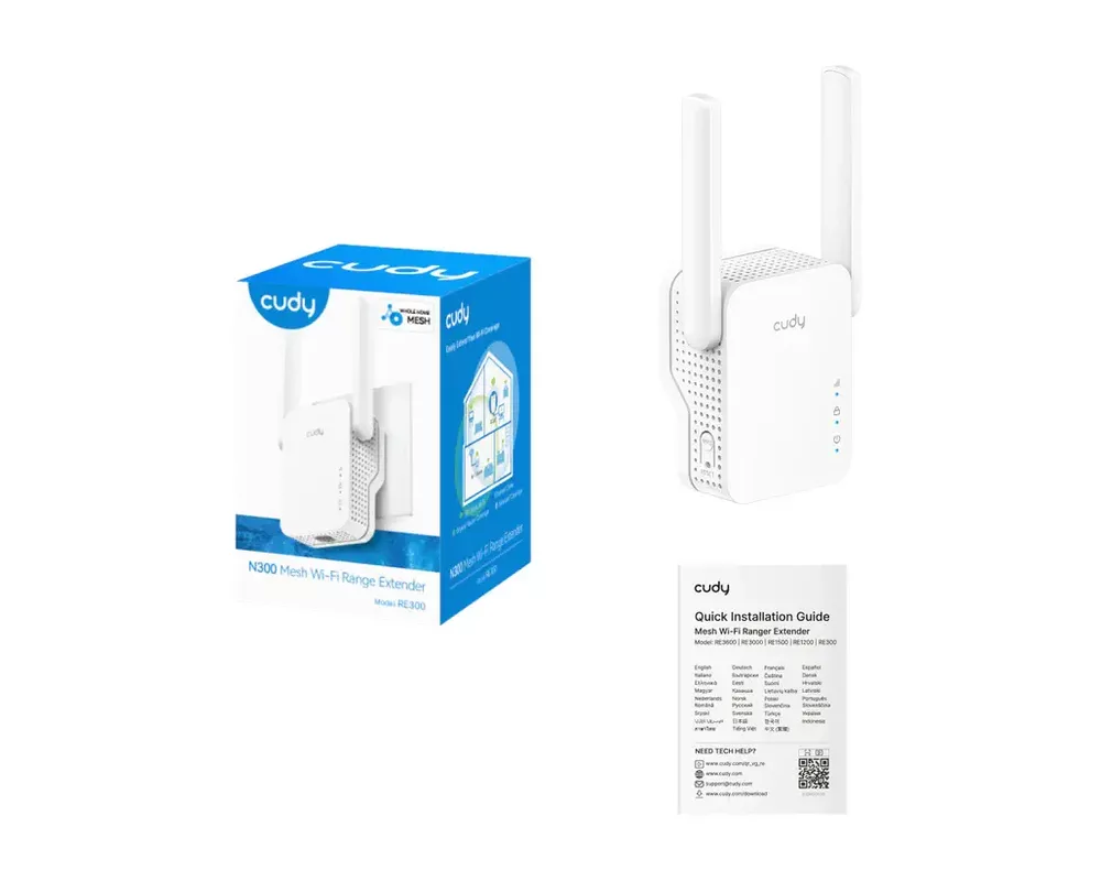 Безжичен усилвател Безжичен усилвател Range Extender Cudy RE300 - 300Mbps 5