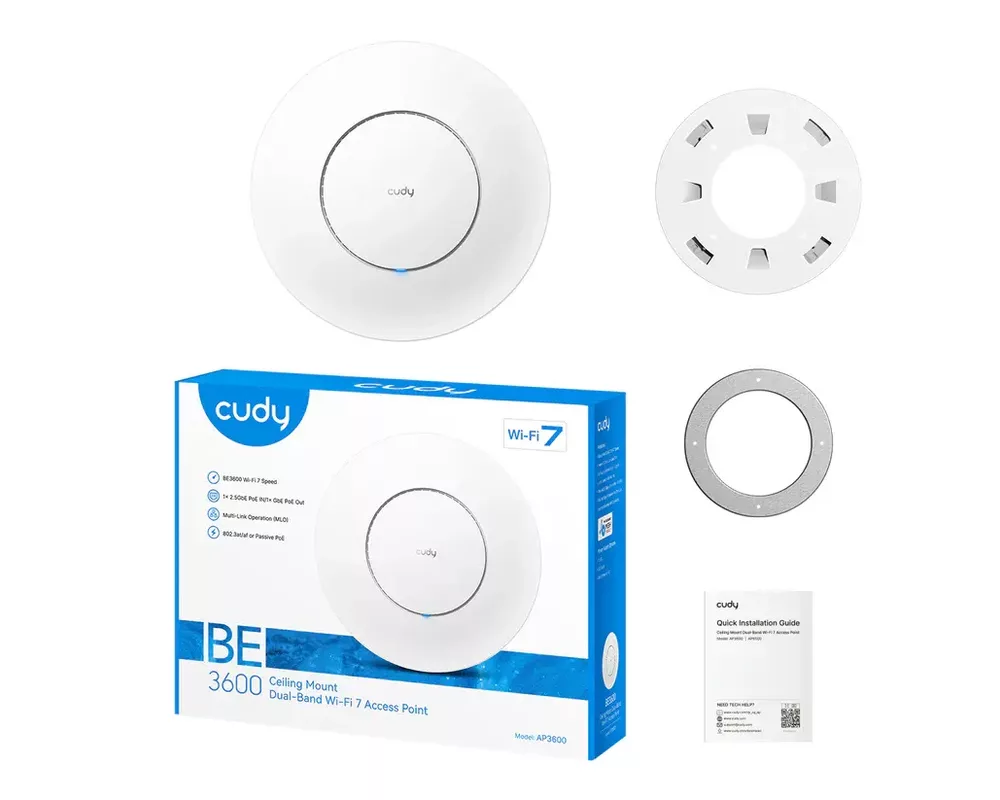 Access point (Точка за достъп) Cudy AP3600-P, WiFi 7 BE3600, 1x2.5 Gbps, PoE Adapter 5
