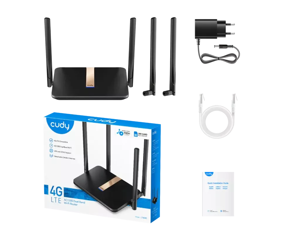Рутер Cudy LT500D, 4G LTE, 5GHz, 1200 Mbps, 10/100 5