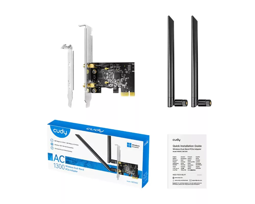 Мрежова карта Cudy WE1300, Dual-Band PCI-e, 867 - 400 Mbps 3