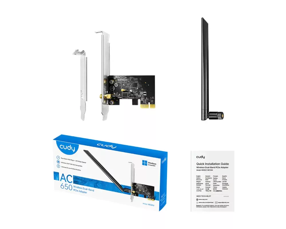 Мрежова карта Cudy WE650, Dual-Band WiFi 5 PCI-e, 433 + 200 Mbps 2