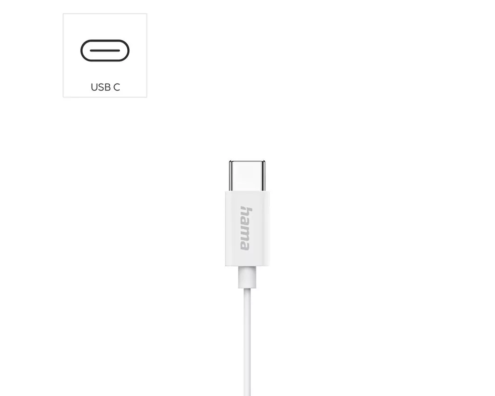 Слушалки HAMA Слушалки "Season II" USB-C, накрайници, микрофон, защита от прегъване на кабел, бял 8