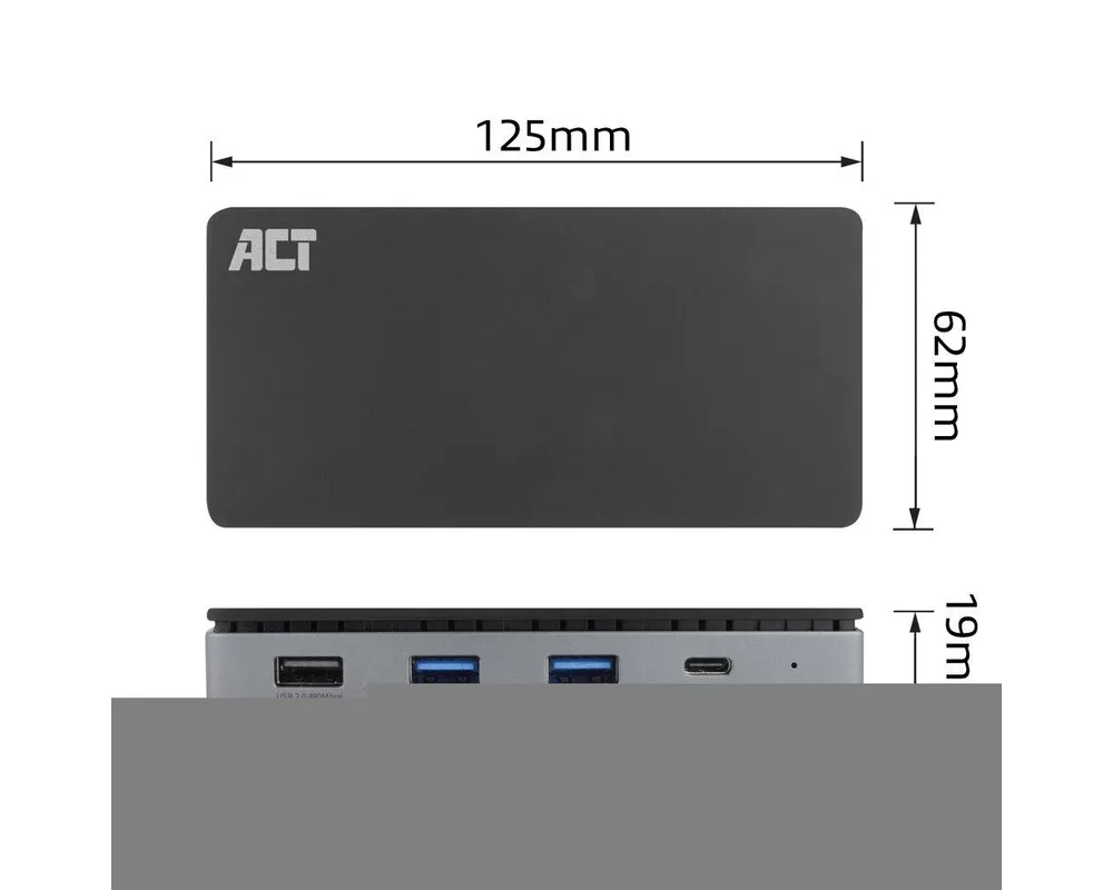 Докинг станция ACT Докинг станция USB-C, 4K, 2 x HDMI, Ethernet, USB-C, 3x USB-A 5