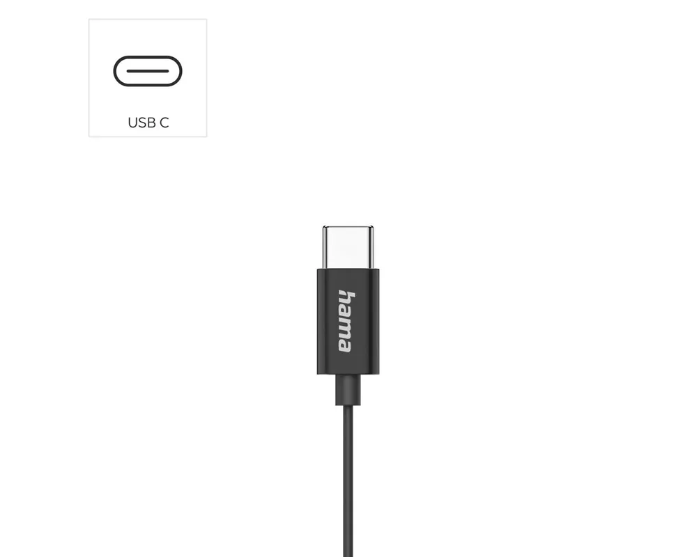 Слушалки HAMA Слушалки "Classy", USB-C, накрайници, микрофон, защита от прегъване на кабела, черни 8