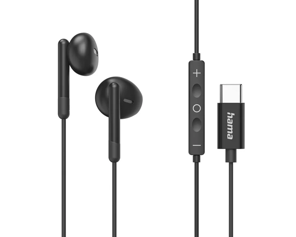 Слушалки HAMA Слушалки "Classy", USB-C, накрайници, микрофон, защита от прегъване на кабела, черни 6