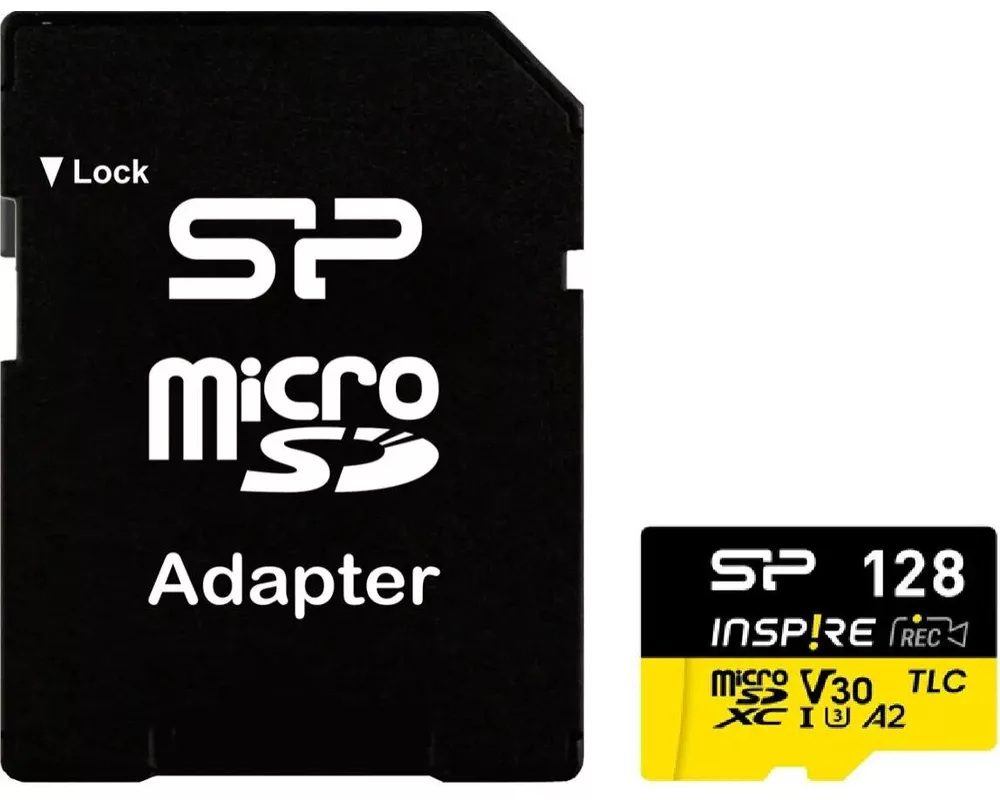 Флаш карта Silicon Power microSDXC Inspire 128GB, Class 10, UHS-I U3, V30, A1, A2 с адаптер SD 2