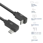 Кабел ACT Кабел USB-C - USB-C, 10Gbps, 60W, 1 m, конектори 90° left/right, up/down angled 2