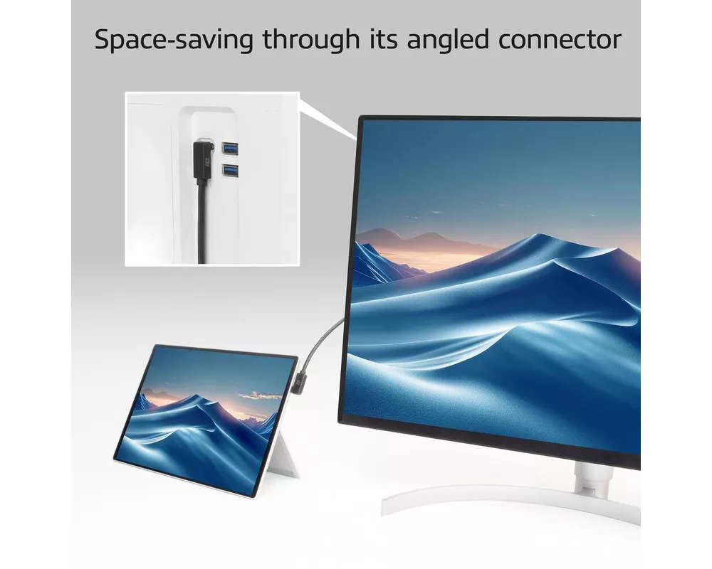 Кабел ACT Кабел USB-C - USB-C, 10Gbps, 60W, 1 m, конектори 90° left/right, up/down angled 4