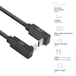Кабел ACT Кабел USB-C 10Gbps, 60W, 0.5м, конектори на 90° up/down angled 2