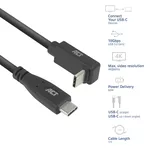 Кабел ACT Кабел USB-C - USB-C, 10Gbps, 60W, 1 м, конектори - един прав и един на 90° up/down angled 2