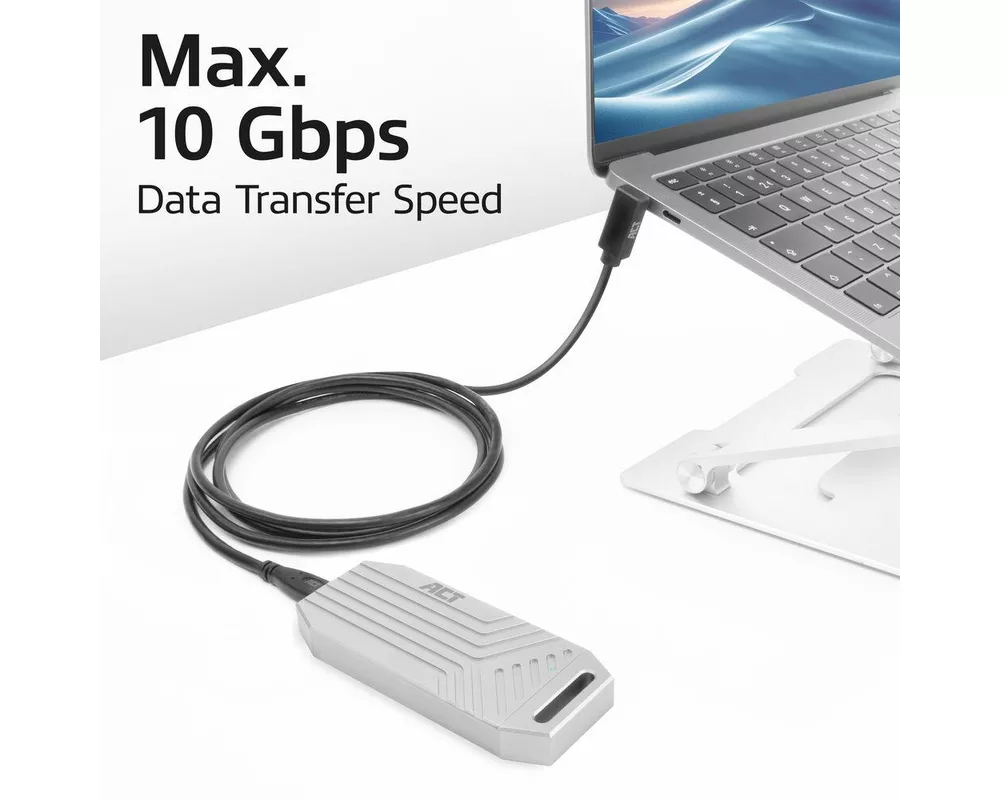 Кабел ACT Кабел USB-C - USB-C, 10Gbps, 60W, 0.5 м, конектори - 1x прав и 1x на 90° up/down angled 6
