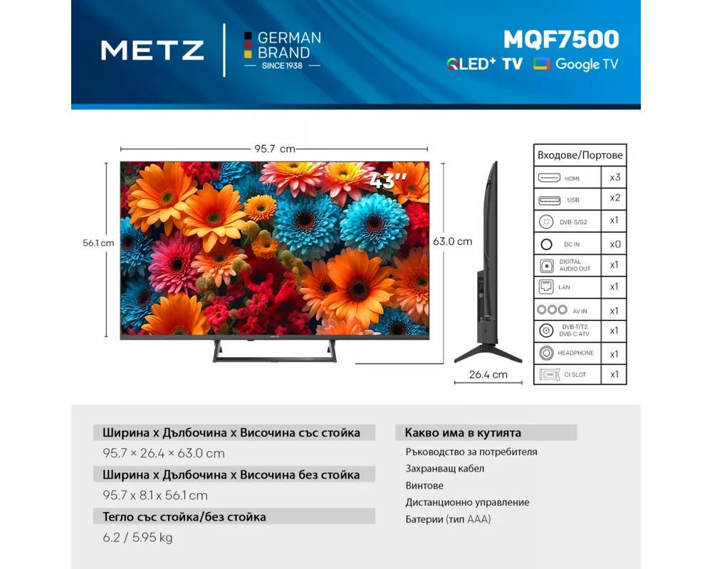 Телевизор METZ 43" 43MQF7500Z 6