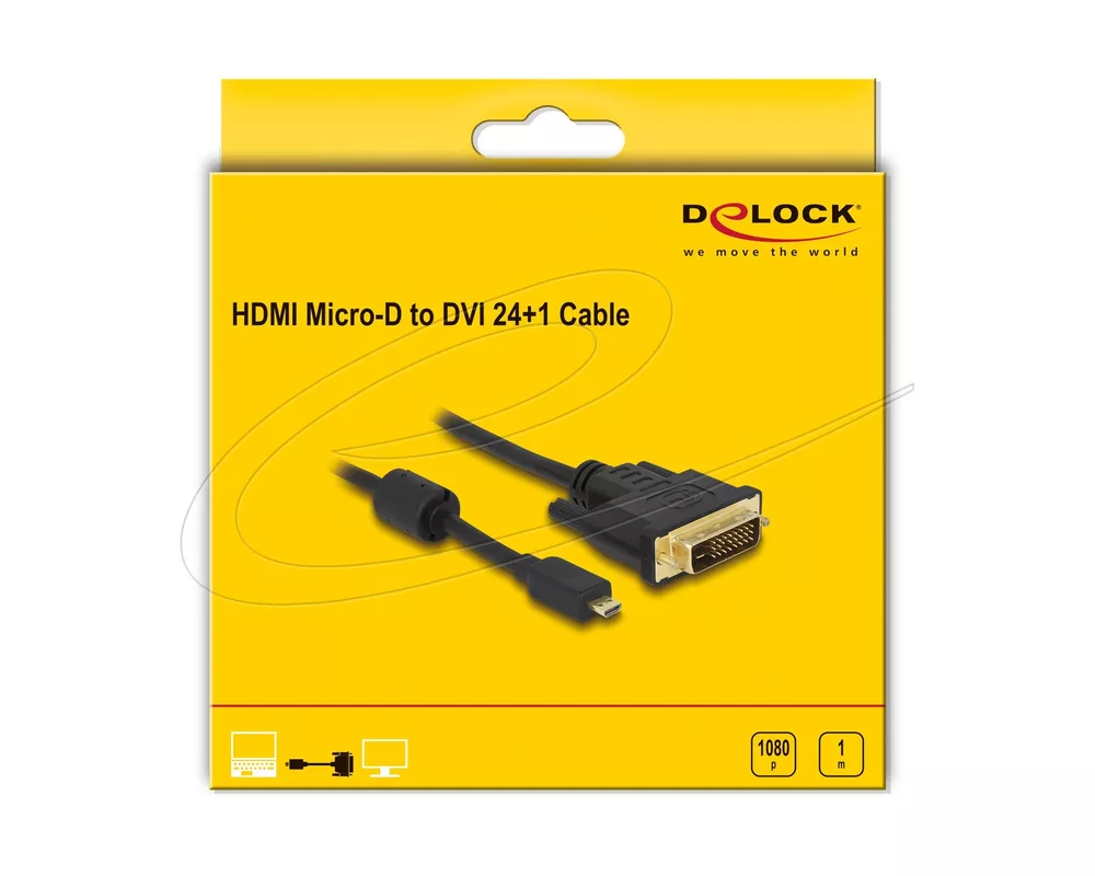 Кабел Delock Кабел micro HDMI мъжко към DVI-D мъжко, 1 m 2