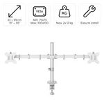 Стойка HAMA Стойка за 2 монитора за бюро, регулируема, 13" - 35", 12 кг, Бял 9