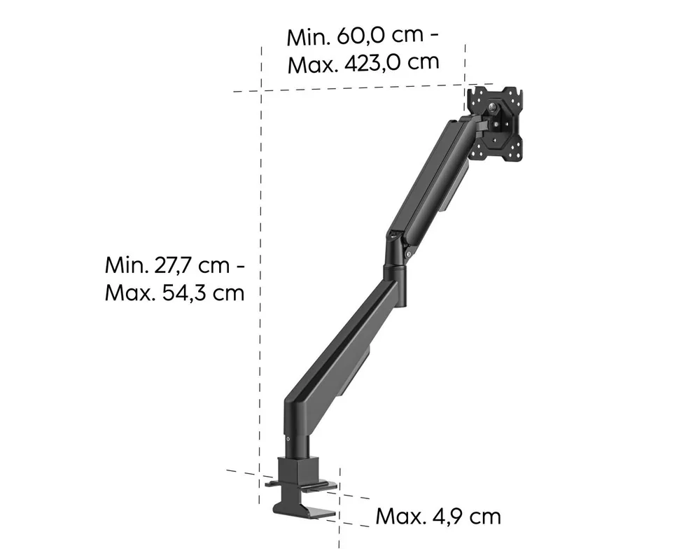 Стойка HAMA Стойка за монитор за бюро, 17"-35", регулируема, газова пружина 16
