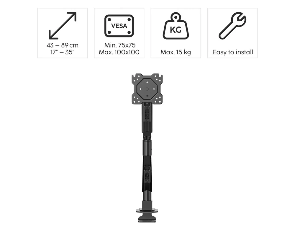 Стойка HAMA Стойка за монитор за бюро, 17"-35", регулируема, газова пружина 12