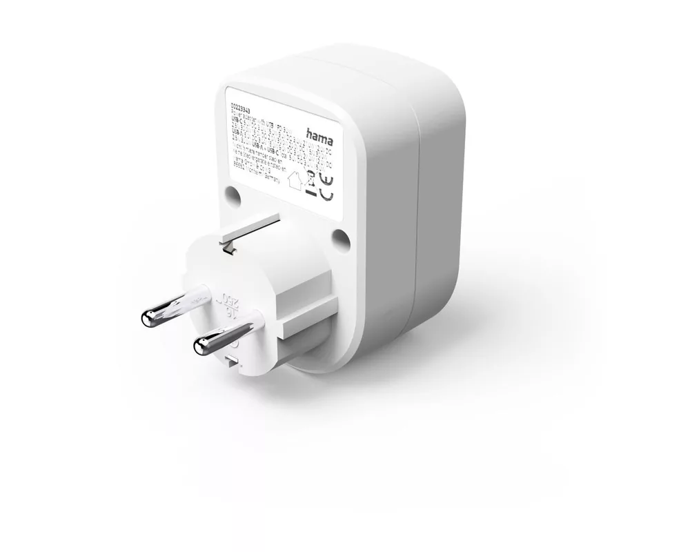 Разклонител HAMA 3-мултипортов контакт, 1 x USB-C PD, 1 x USB-A, 1 x Шуко контакт, 30W PD 4