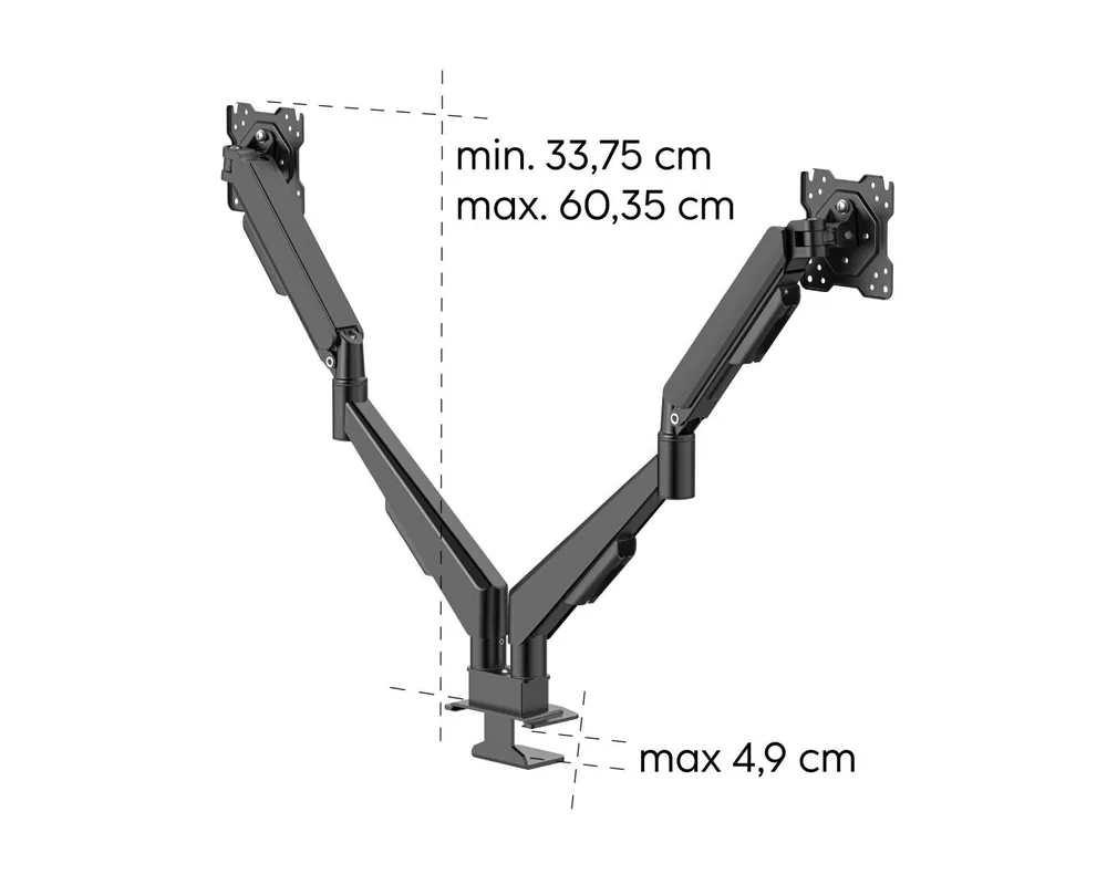 Стойка HAMA Стойка за 2 бр. монитори, 17" - 35", газова пружина, напълно мобилна, черна 14