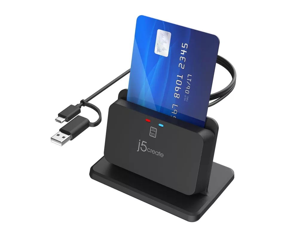 Четец за карти j5create JUR261-N USB Smart card/CAC reader картов четец със стойка 2