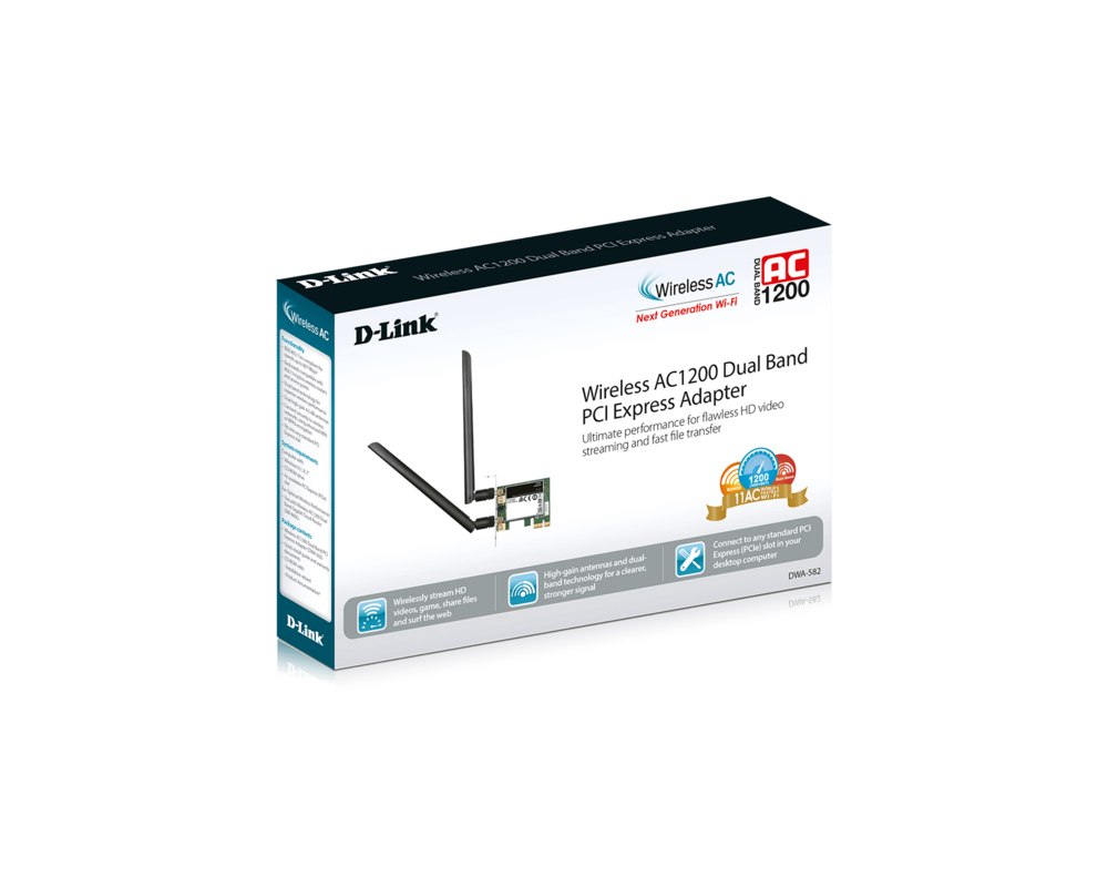 Мрежова карта D-Link Wireless AC1200 DualBand PCIe Adapter 6 Мрежова карта D-Link Wireless AC1200 DualBand PCIe Adapter 6