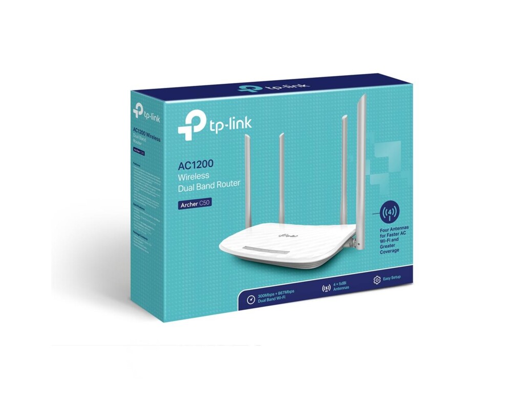 Рутер TP-Link Archer C50 AC1200, 2.4/5 GHz, 300 - 867 Mbps, 10/100 3 Рутер TP-Link Archer C50 AC1200, 2.4/5 GHz, 300 - 867 Mbps, 10/100 3