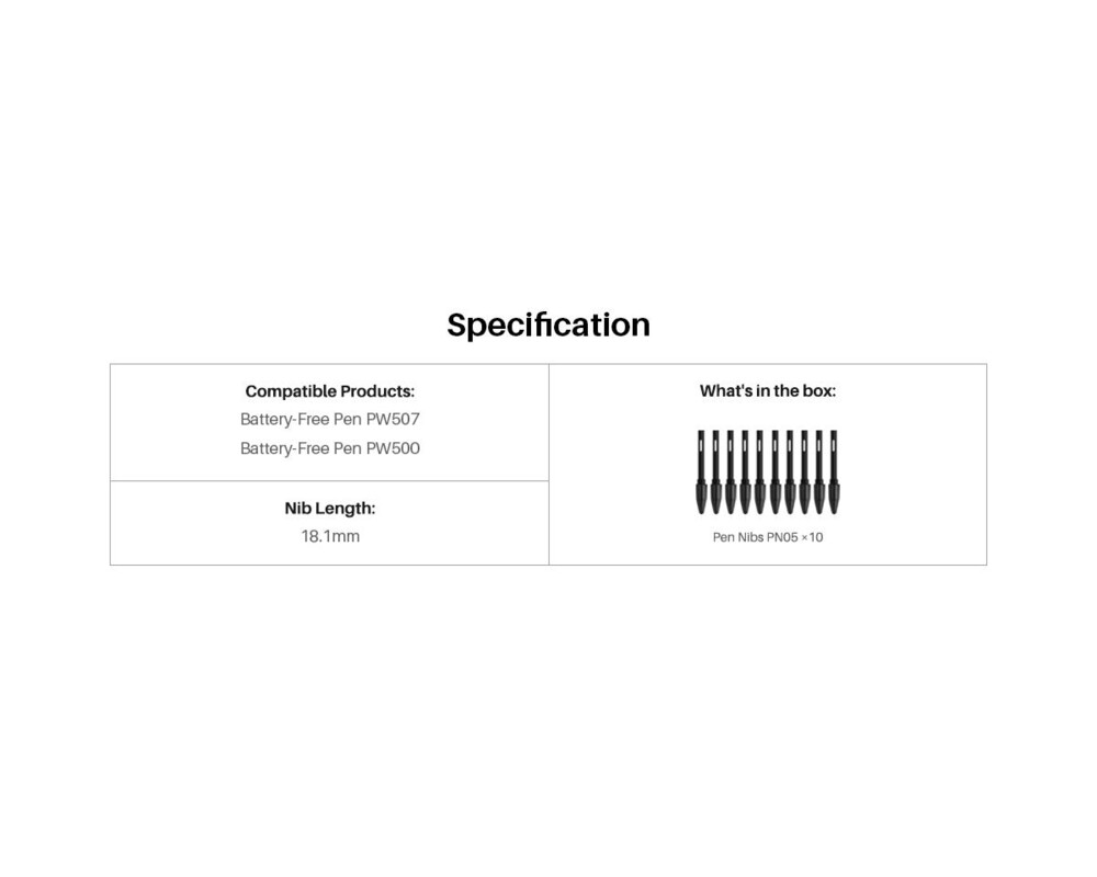 Графичен таблет Резервни накрайници HUION PN05, 10 бр. за писалки PW500/PW507 6 Графичен таблет Резервни накрайници HUION PN05, 10 бр. за писалки PW500/PW507 6