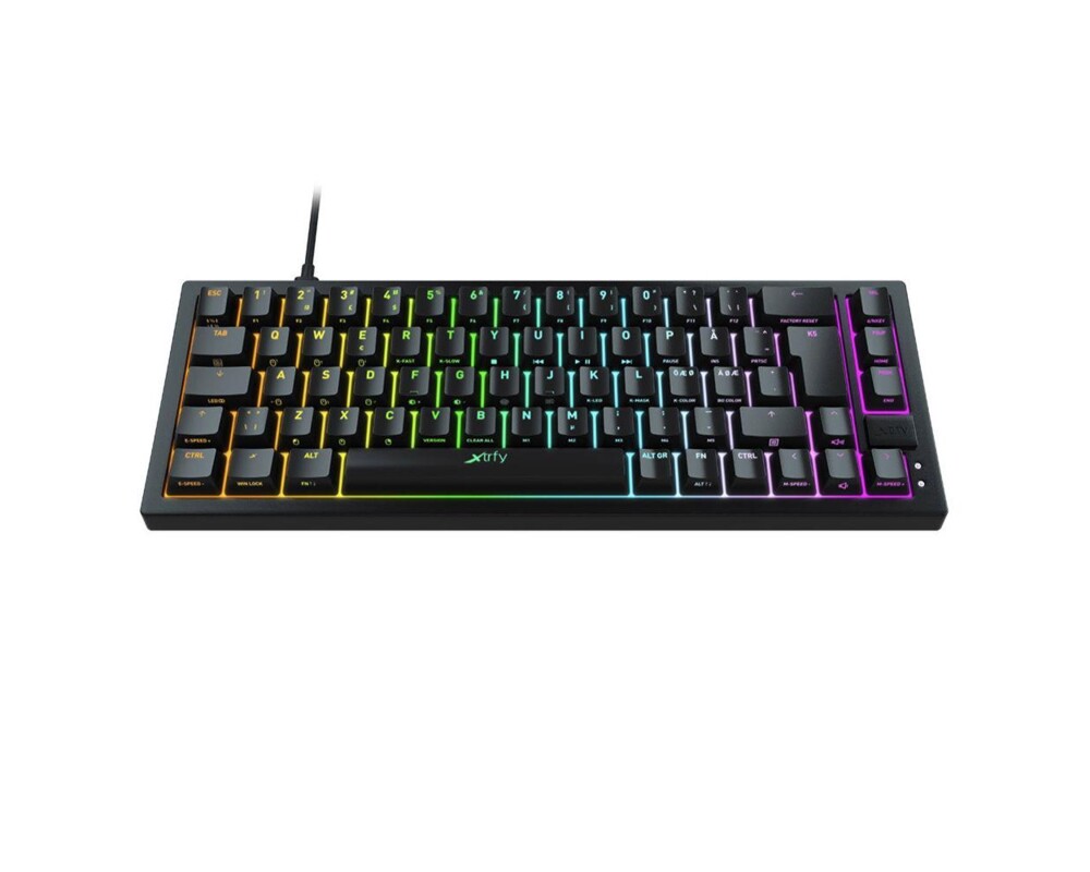 Клавиатура Геймърскa механична клавиатура XTRFY K5, 65% Hotswap, RGB подсветка, UK Layout Kailh Red, Черен 2 Клавиатура Геймърскa механична клавиатура XTRFY K5, 65% Hotswap, RGB подсветка, UK Layout Kailh Red, Черен 2