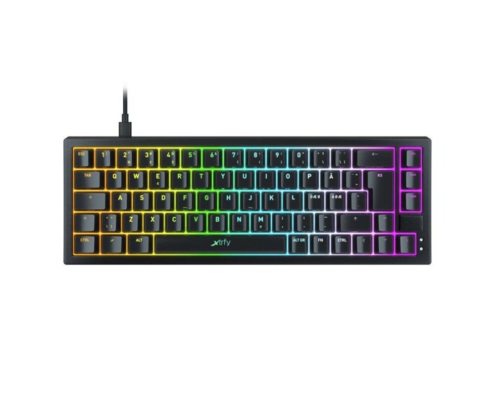 Клавиатура Геймърскa механична клавиатура XTRFY K5, 65% Hotswap, RGB подсветка, UK Layout Kailh Red, Черен Клавиатура Геймърскa механична клавиатура XTRFY K5, 65% Hotswap, RGB подсветка, UK Layout Kailh Red, Черен