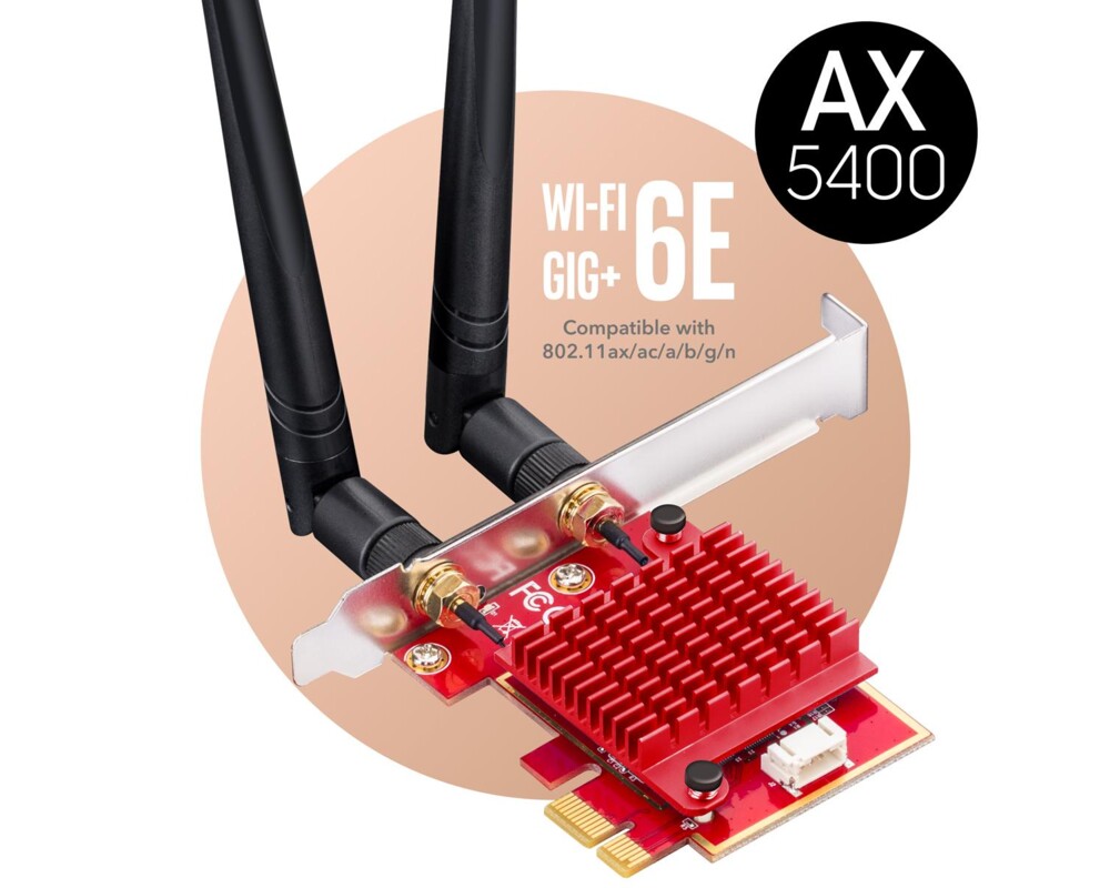 Мрежова карта Cudy WE3000S, PCIe, 3-бандов, 2.4/5~/6 GHz, 574 - 2400 Mbps 2 Мрежова карта Cudy WE3000S, PCIe, 3-бандов, 2.4/5~/6 GHz, 574 - 2400 Mbps 2