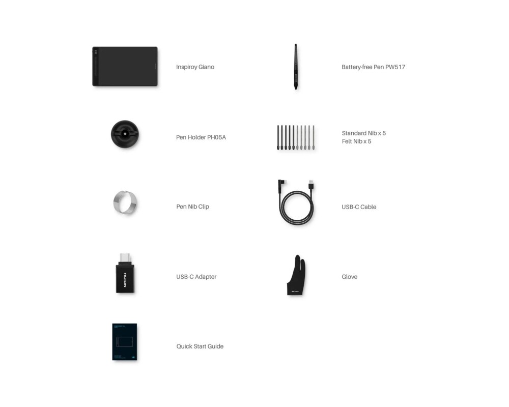Графичен таблет HUION Inspiroy Giano, 5080 LPI, Черен 7 Графичен таблет HUION Inspiroy Giano, 5080 LPI, Черен 7