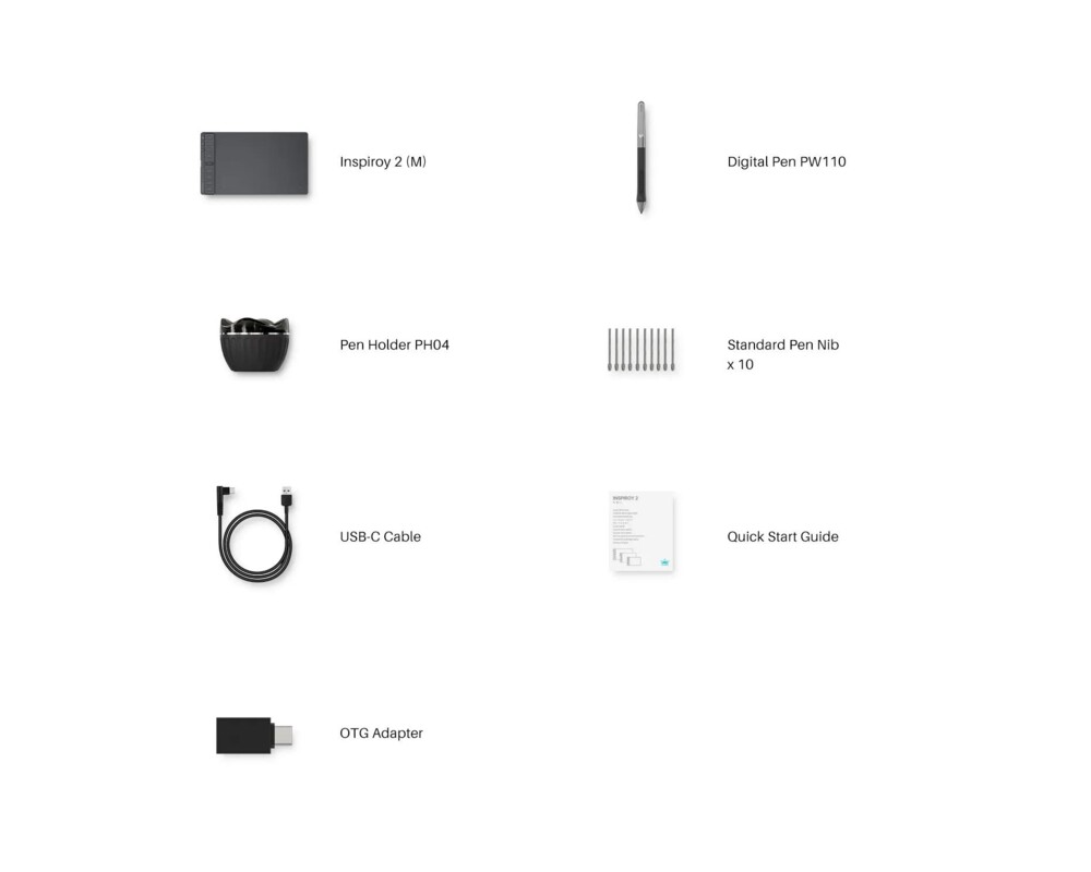 Графичен таблет HUION Inspiroy 2 M, 5080 LPI, Зелен 5 Графичен таблет HUION Inspiroy 2 M, 5080 LPI, Зелен 5