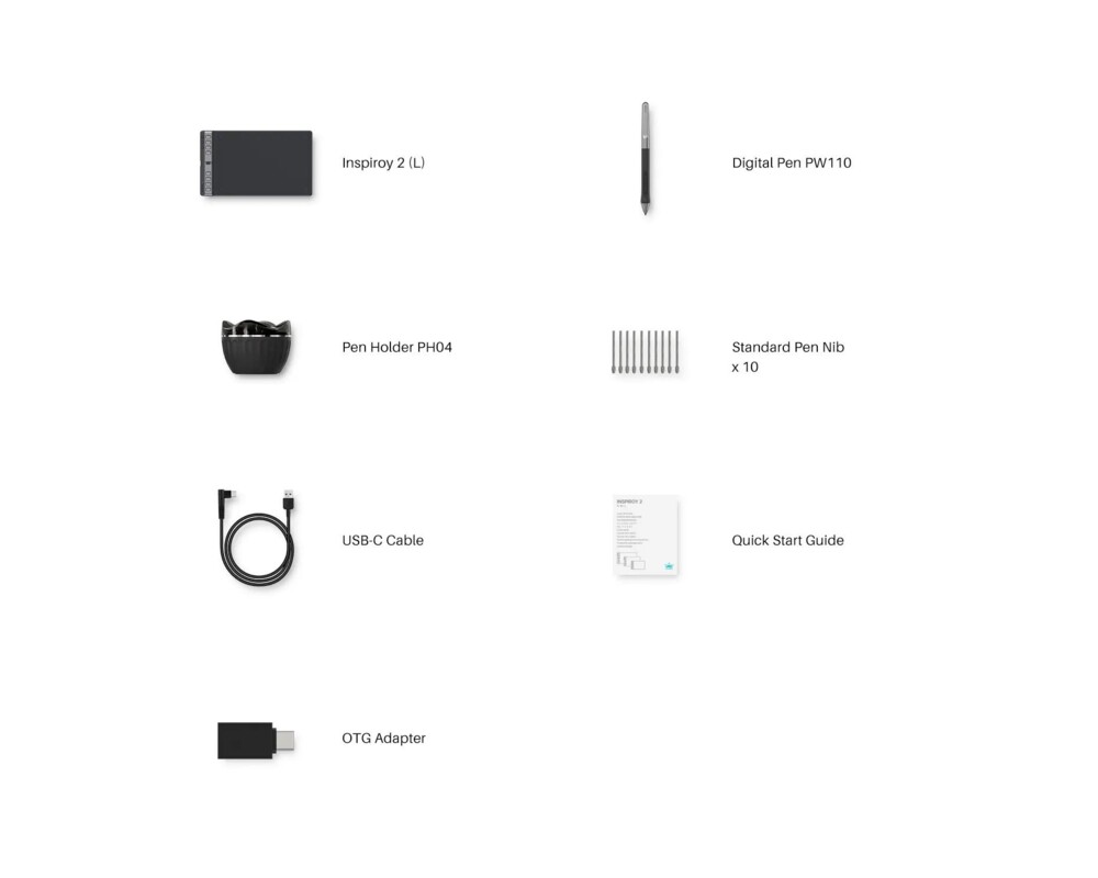 Графичен таблет HUION Inspiroy 2 L, 5080 LPI, Черен 8 Графичен таблет HUION Inspiroy 2 L, 5080 LPI, Черен 8