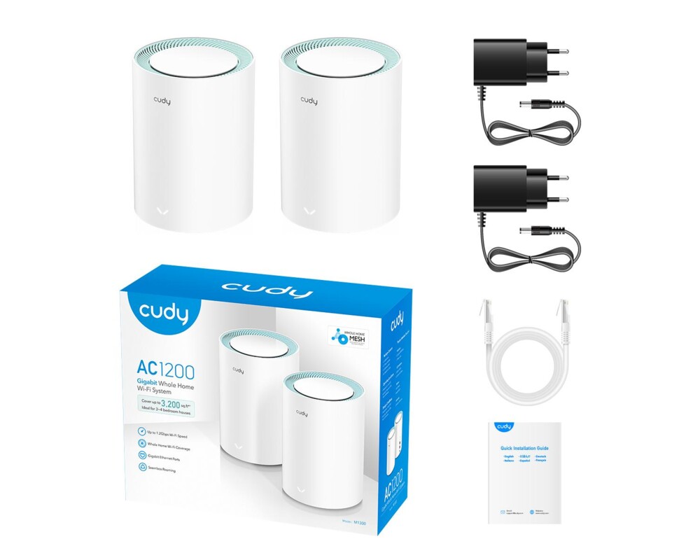 Рутер Cudy M1300, 2-pack, AC1200 Dual Band, 2.4/5 GHz, 300 - 867 Mbps 4 Рутер Cudy M1300, 2-pack, AC1200 Dual Band, 2.4/5 GHz, 300 - 867 Mbps 4