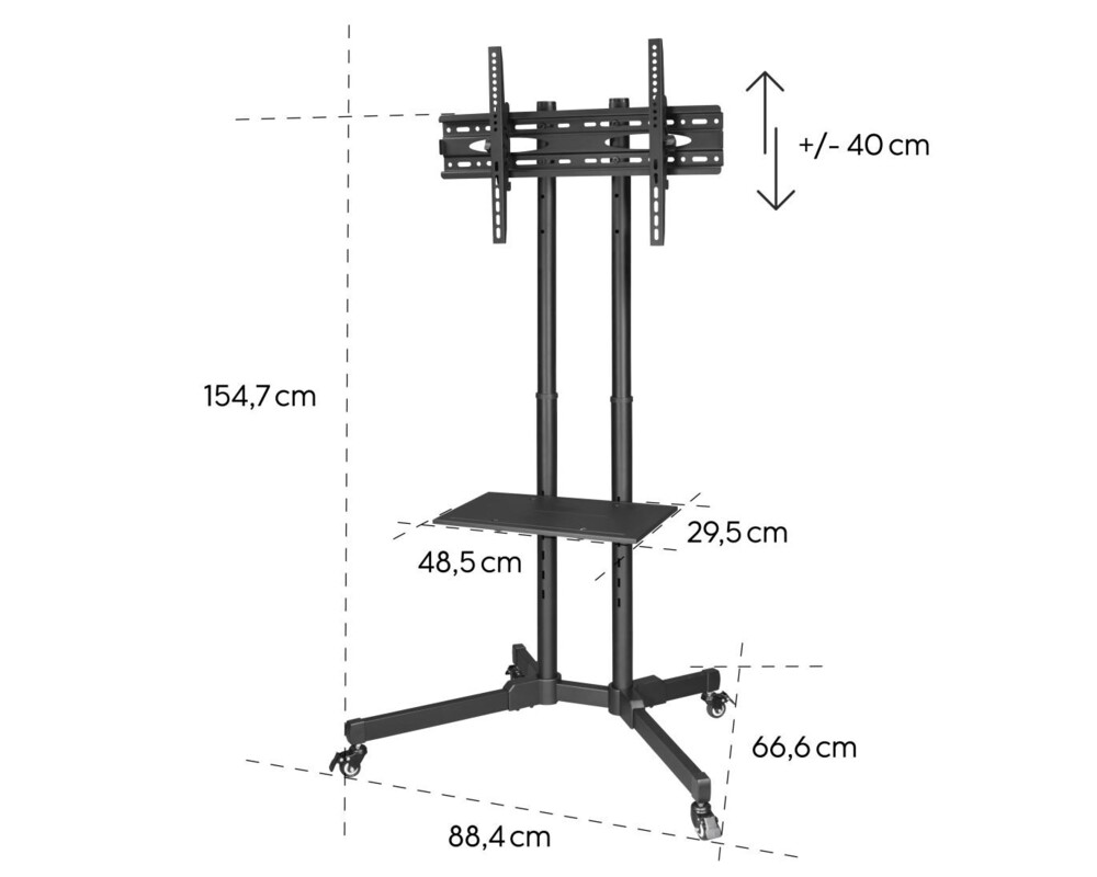 Стойка Мобилна стойка за TV HAMA Trolley , до / 75", 220874 10 Стойка Мобилна стойка за TV HAMA Trolley , до / 75", 220874 10