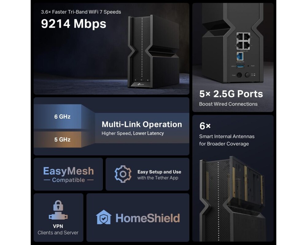 Рутер TP-Link Archer BE550 BE9300 3-лентов 22 Рутер TP-Link Archer BE550 BE9300 3-лентов 22