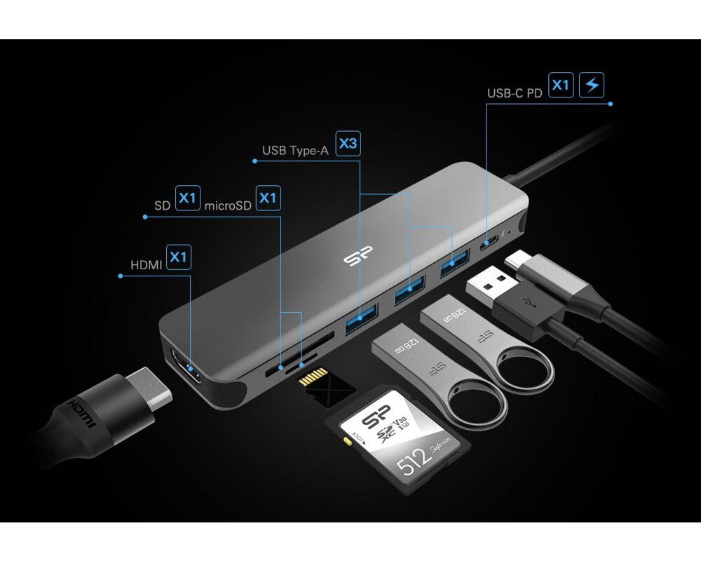 Докинг станция SILICON POWER Boost SU20 Docking station 7in1 USB USB-C HDMI SD card 12 Докинг станция SILICON POWER Boost SU20 Docking station 7in1 USB USB-C HDMI SD card 12