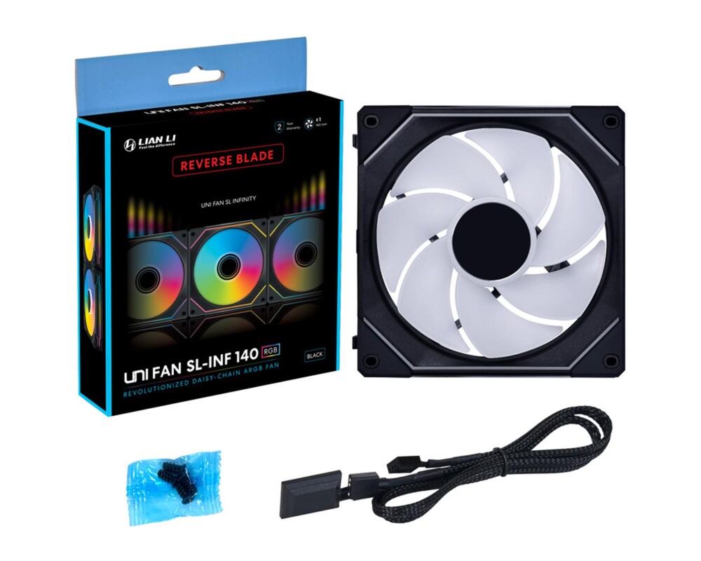 Вентилатор Lian-Li UNI SL-INF Reverse Blade, 140 ARGB PWM, Черен 7 Вентилатор Lian-Li UNI SL-INF Reverse Blade, 140 ARGB PWM, Черен 7