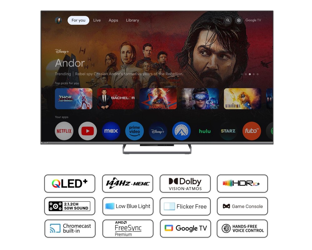 Телевизор METZ 55MQE8000Z, 55"(139 см), QLED UHD Google TV, Dolby Vision, Dolby Audio 4 Телевизор METZ 55MQE8000Z, 55"(139 см), QLED UHD Google TV, Dolby Vision, Dolby Audio 4