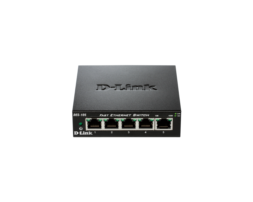 Switch (Комутатор) D-Link DES-105/E 5-Port 10/100 Fast Ethernet Metal Housing Unmanaged DES-105/E 5