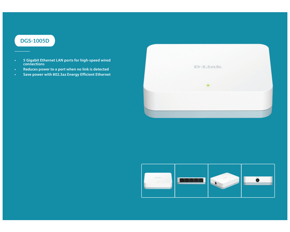 Switch (Комутатор) D-Link DGS-1005D/E 5-port 10/100/1000 Gigabit Desktop DGS-1005D/E 15