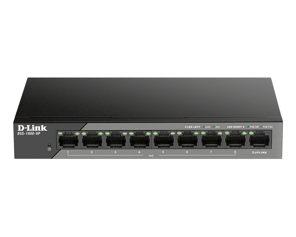 Switch (Комутатор) D-Link 9-Port 10/100 Unmanaged long range PoE Surveillance Switch 9