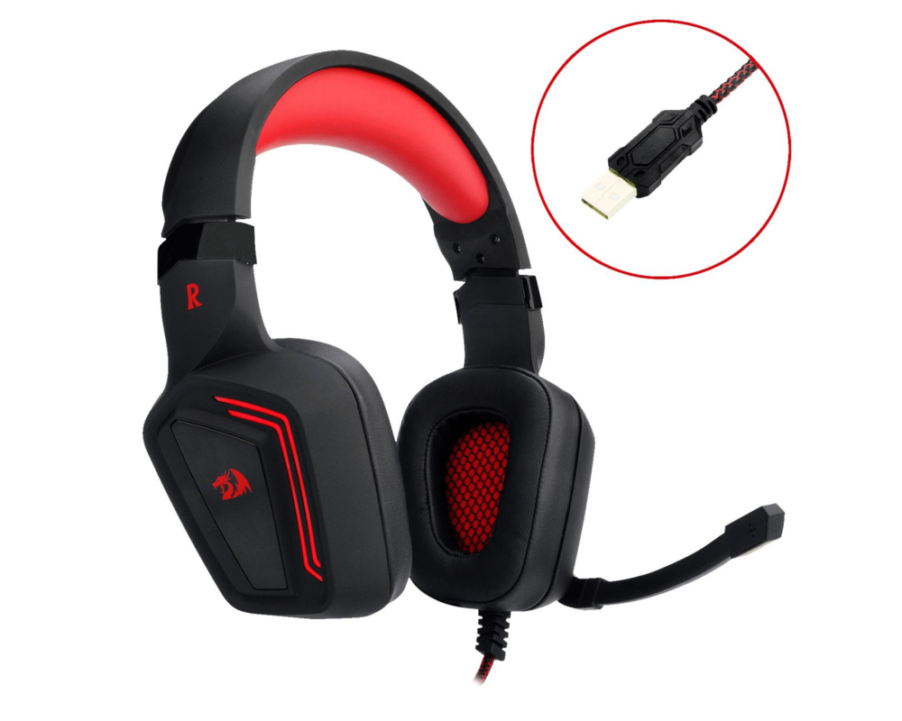 Слушалки Геймърски с микрофон Redragon Muses 2 H310-1-BK черно-червени 3