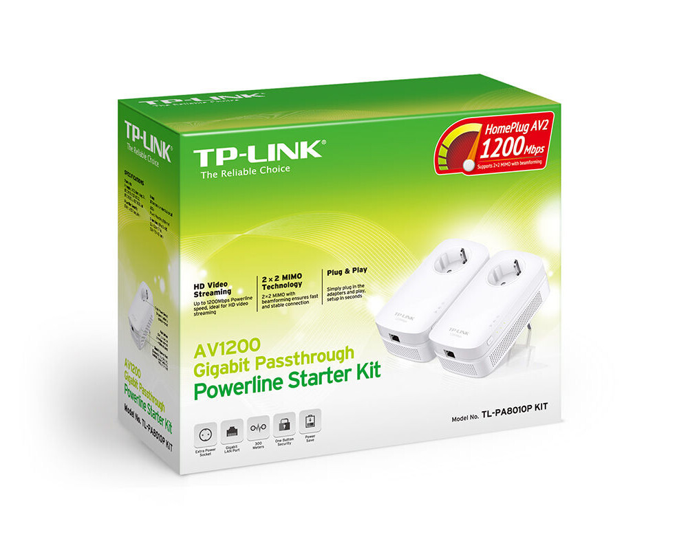 Powerline адаптер TP-Link TL-PA8010P KIT AV1200 Gigabit Passthrough 12