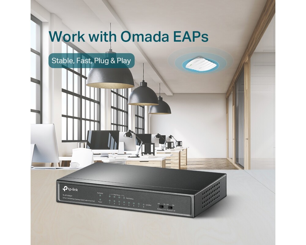 Switch (Комутатор) TP-Link TL-SF1008LP с 4-PoE порта 7
