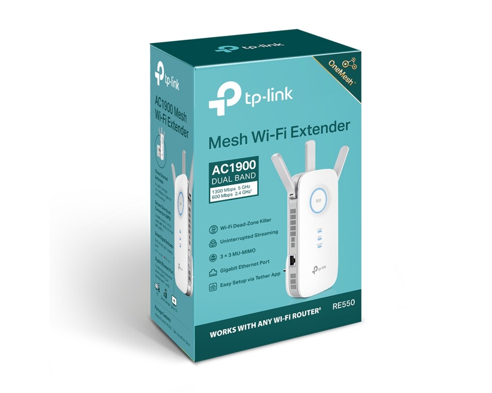 Безжичен усилвател TP-Link RE550 AC1900 2-лентов OneMesh 8