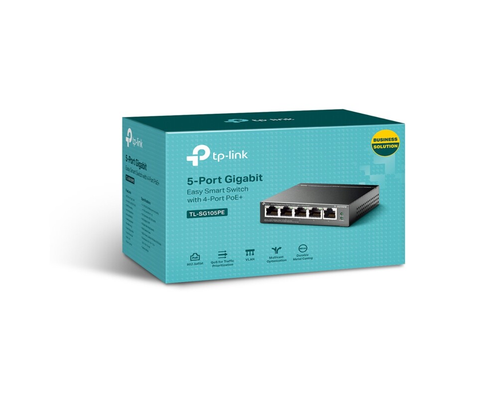 Switch (Комутатор) TP-Link Gigabit Easy Smart TL-SG105PE 5-портов с 4 PoE+ порта 10