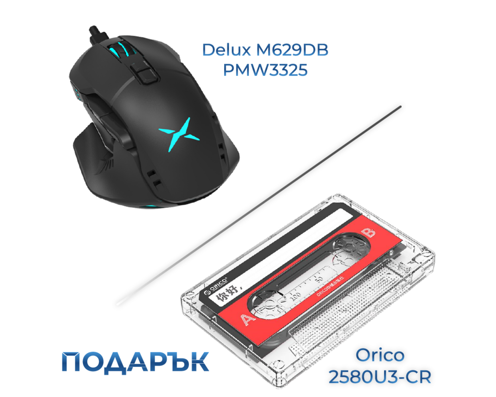 Мишка Delux M629DB PMW3325 USB Type-C/безжична RGB 4